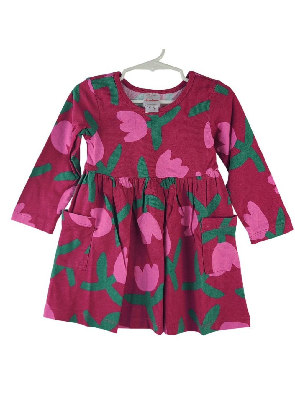 NEW Hanna Andersson Girls Long Sleeve Floral Pocket Dress Sz 2T Red & Pink